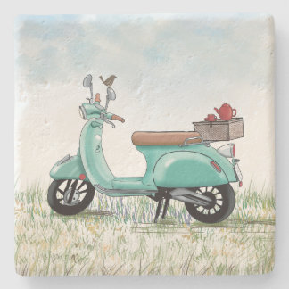 Dessous-de-verre En Pierre Teal Scooter Stone Coaster