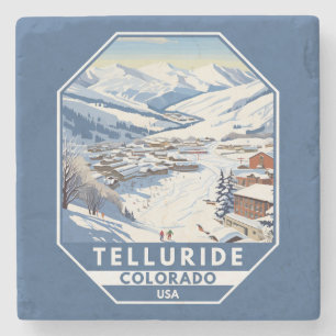Dessous-de-verre En Pierre Telluride Colorado Winter Travel Art Vintage