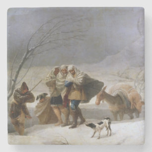 Dessous-de-verre En Pierre Tempête de neige en hiver (par Francisco Goya)