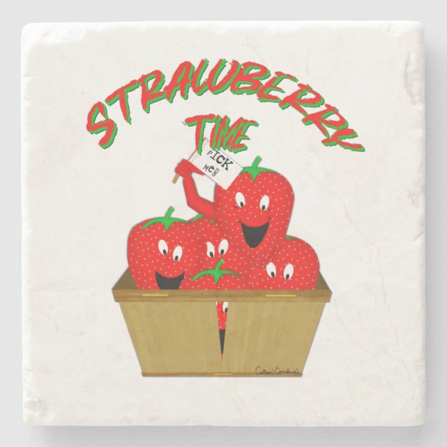 Dessous-de-verre En Pierre Temps de la fraise ! (Devant)