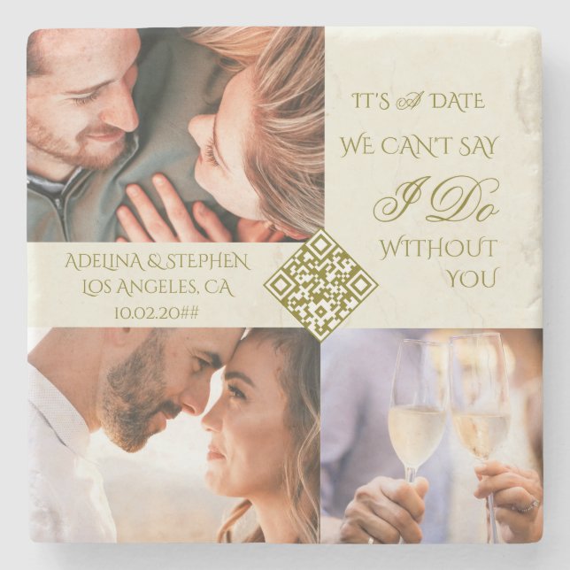 Dessous-de-verre En Pierre Tendance Simple Trois Photo QR CODE Enregistrer La (Devant)