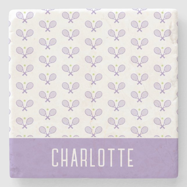 Dessous-de-verre En Pierre Tennis Personnalisé Motif Tennis Personnalisé (Devant)