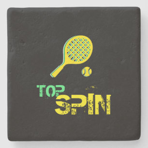Dessous-de-verre En Pierre Tennis Sport Pop Art, Green & Yellow Racket & Ball