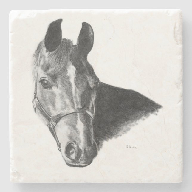 Dessous-de-verre En Pierre Tête de Cheval de Graphite (Devant)