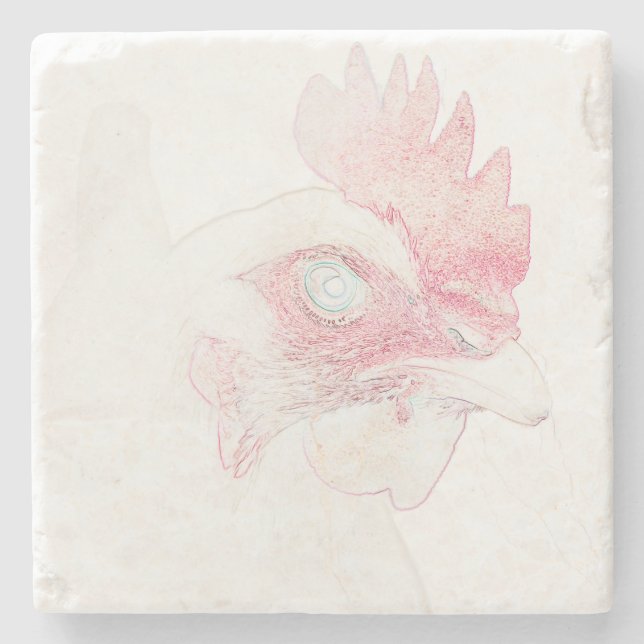 Dessous-de-verre En Pierre Tête de coq de poulet funky (Devant)