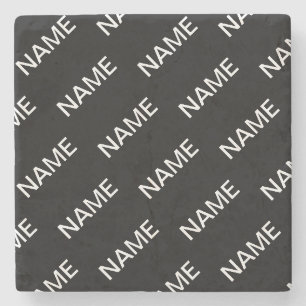 Dessous-de-verre En Pierre Texte personnalisable Moderne gras Noir & Blanc