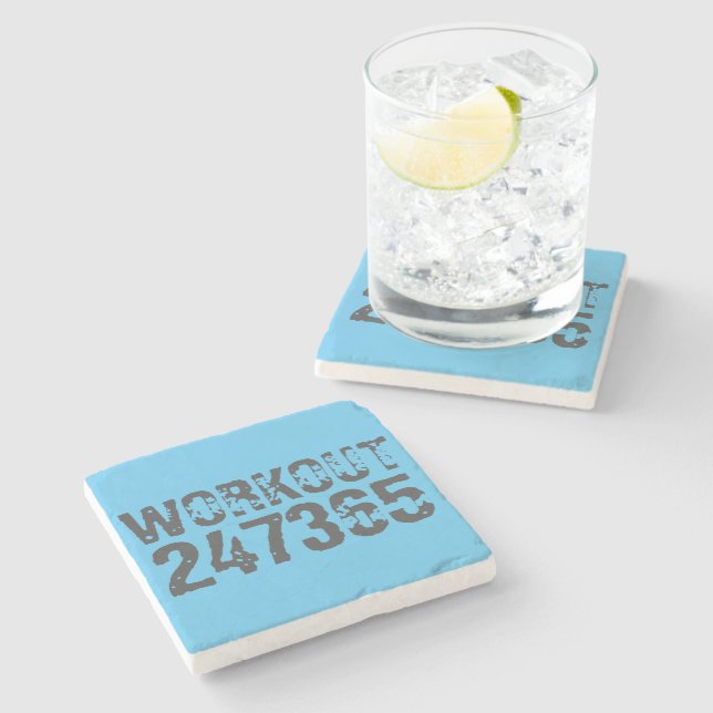 Dessous-de-verre En Pierre Texte usé et rayé Workout 247365 bleu (Côté)