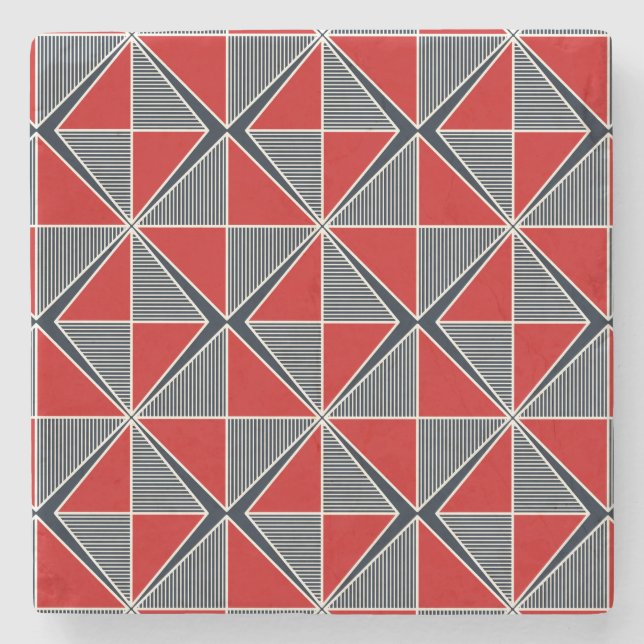 Dessous-de-verre En Pierre The Hetman’s Shield: Crimson & Slate Geometric (Devant)