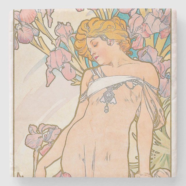 Dessous-de-verre En Pierre The Iris (1897) par Alphonse Mucha (Devant)
