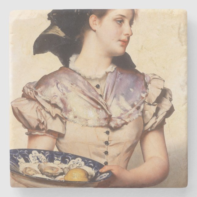 Dessous-de-verre En Pierre The Oyster Girl (par Karl Gussow) (Devant)