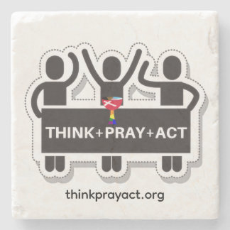 Dessous-de-verre En Pierre Think+Pray+Act Stone Coaster