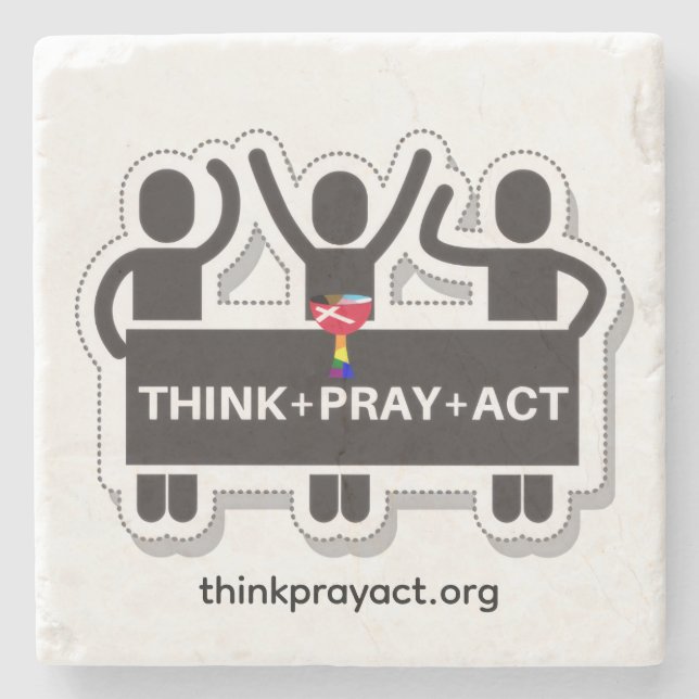 Dessous-de-verre En Pierre Think+Pray+Act Stone Coaster (Devant)