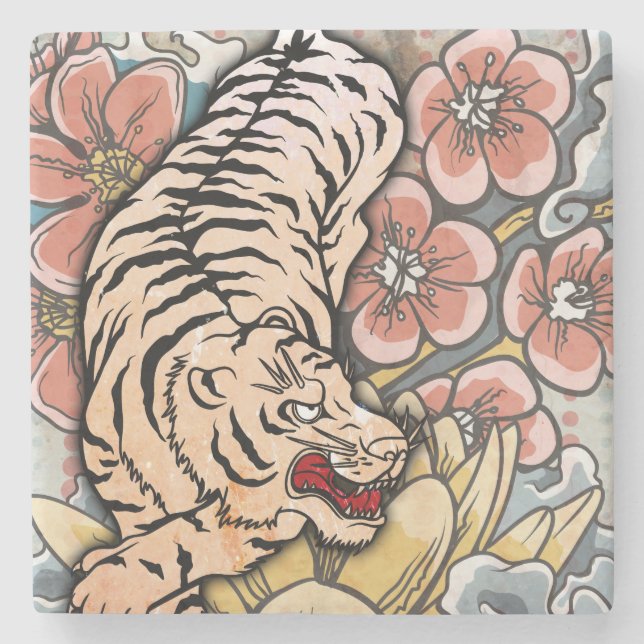 Dessous-de-verre En Pierre Tigre blanc (Devant)