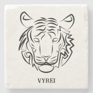 Dessous-de-verre En Pierre Tigre tribal noir et blanc