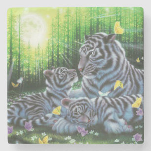 Dessous-de-verre En Pierre Tigres blancs