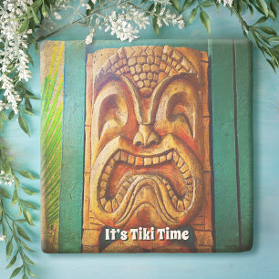 Dessous-de-verre En Pierre Tiki Time Fierce Vintage Hawaii Visage de sculptur