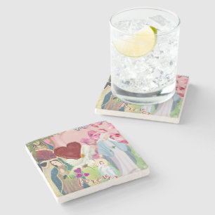 Dessous-de-verre En Pierre Timbre de sceau esthétique de livre de coupures de