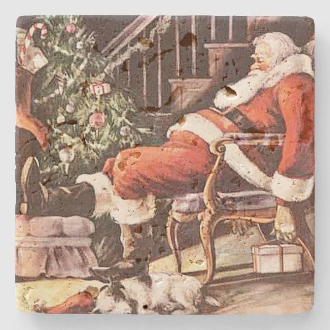 Dessous-de-verre En Pierre Tired Santa Claus Christmas (Devant)
