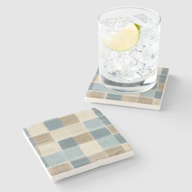 Dessous-de-verre En Pierre Tissé Plaid Rustique (Côté)