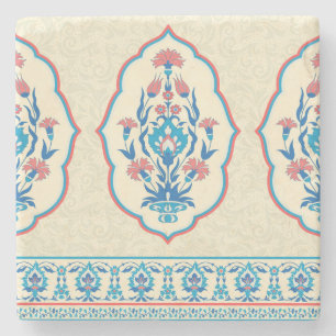 Dessous-de-verre En Pierre Tissu floral ethnique : Élégance transparente