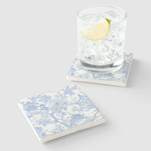 Dessous-de-verre En Pierre Toile de chinoiserie bleue Dragon Fleur de cerisie