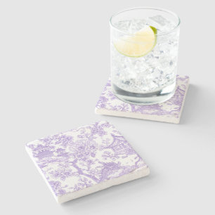 Dessous-de-verre En Pierre Toile de chinoiserie violette dragon fleur de ceri