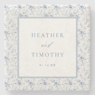 Dessous-de-verre En Pierre Toile victorienne Français Bleu Classique Mariage