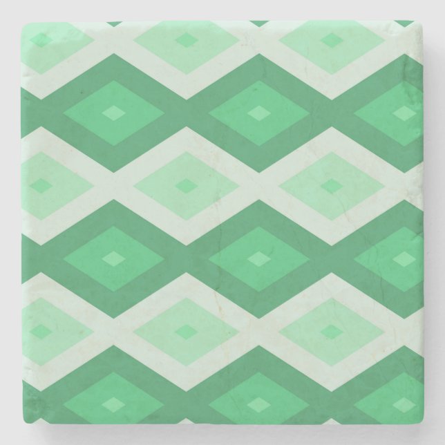 Dessous-de-verre En Pierre Tons de motif diamant vert (Devant)