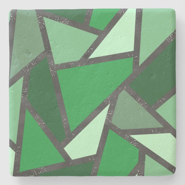 Dessous-de-verre En Pierre Tons de motif en vitrail vert (Devant)