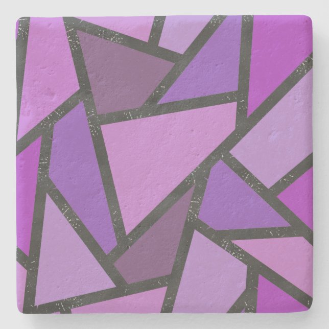Dessous-de-verre En Pierre Tons de vitrail violet motif (Devant)