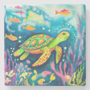 Dessous-de-verre En Pierre Tortue à peinture