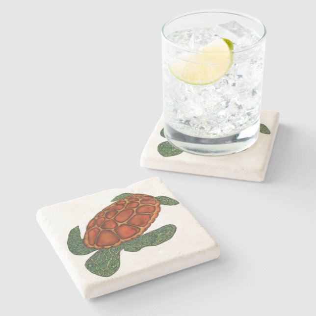 Dessous-de-verre En Pierre Tortue de mer (Côté)