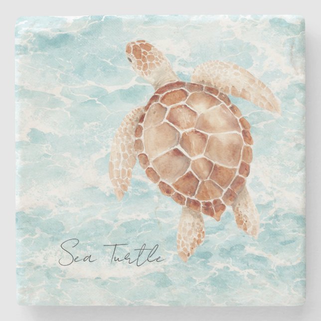 Dessous-de-verre En Pierre Tortue marine de l'océan (Devant)