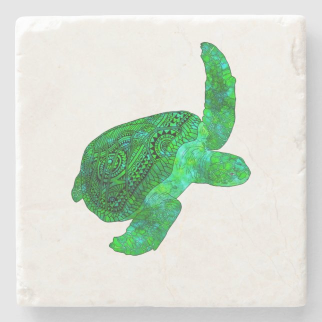 Dessous-de-verre En Pierre Tortue verte (Devant)