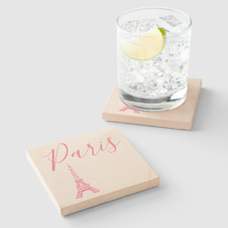 Dessous-de-verre En Pierre Tour Eiffel Rose de Paris en Pierre Cadeau de Dess