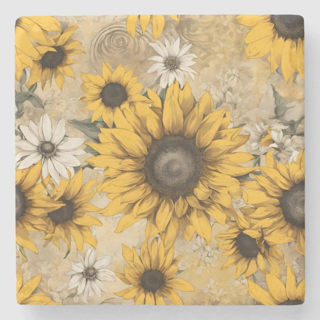 Dessous-de-verre En Pierre Tournesol (Devant)