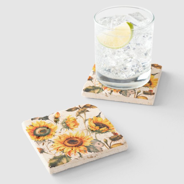 Dessous-de-verre En Pierre Tournesol rustique (Côté)