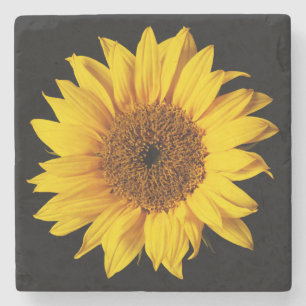 Dessous-de-verre En Pierre Tournesol sur le modèle floral de fleur noire de