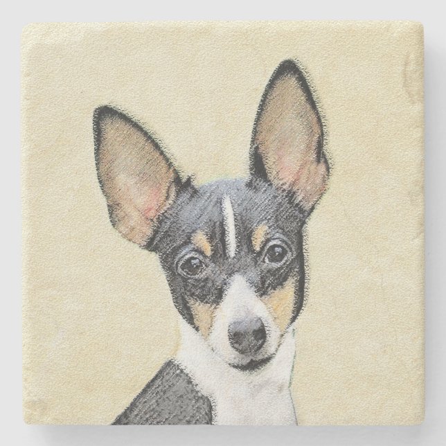 Dessous-de-verre En Pierre Toy Fox Terrier Peinture - Cute Original Chien Art (Devant)