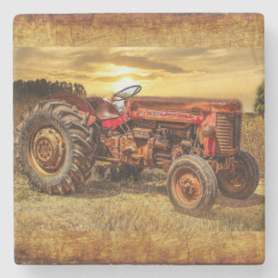 Dessous-de-verre En Pierre Tracteur Red Farm