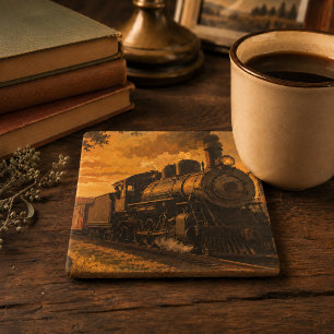 Dessous-de-verre En Pierre Train à vapeur express de l'heure dorée vintage