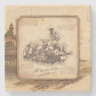 Dessous-de-verre En Pierre Train à vapeur vintage / Art de locomotive. Cadeau