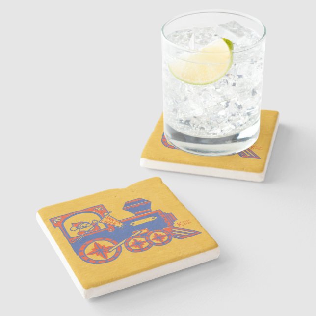 Dessous-de-verre En Pierre Train père Noël (Côté)