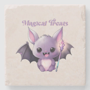 Dessous-de-verre En Pierre Traitements magiques avec Bats mignons