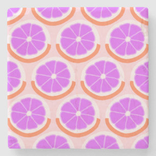 Dessous-de-verre En Pierre Tranches de Citron Rose Limonade Moderne
