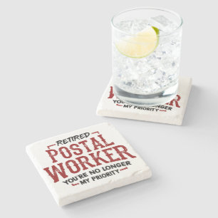 Dessous-de-verre En Pierre Travailleur postal à la retraite Cadeau de retrait
