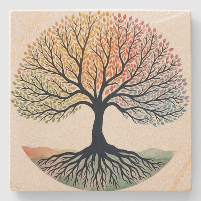 Dessous-de-verre En Pierre Tree of Life (Devant)