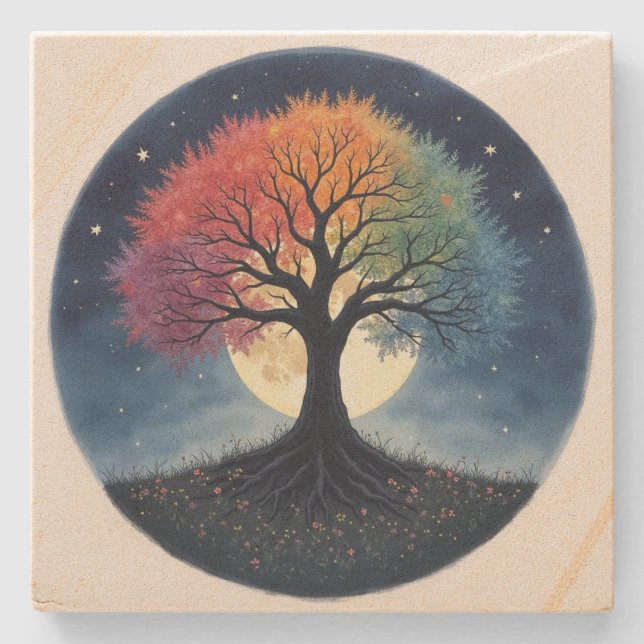 Dessous-de-verre En Pierre Tree of Life (Devant)