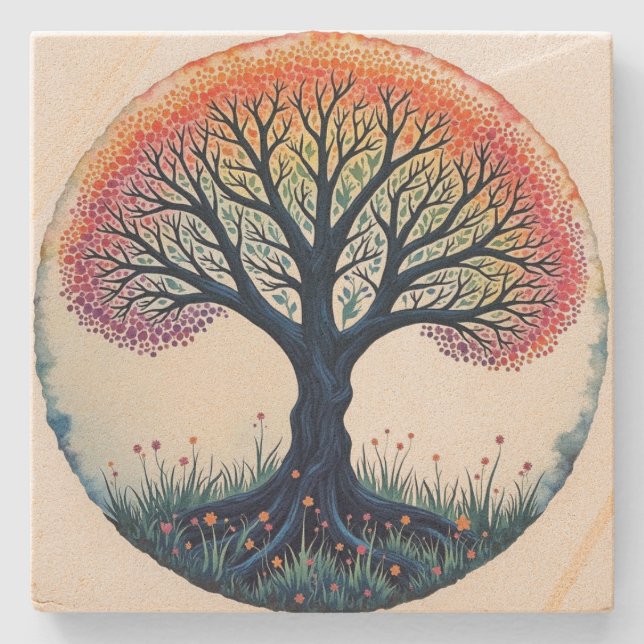 Dessous-de-verre En Pierre Tree of Life (Devant)