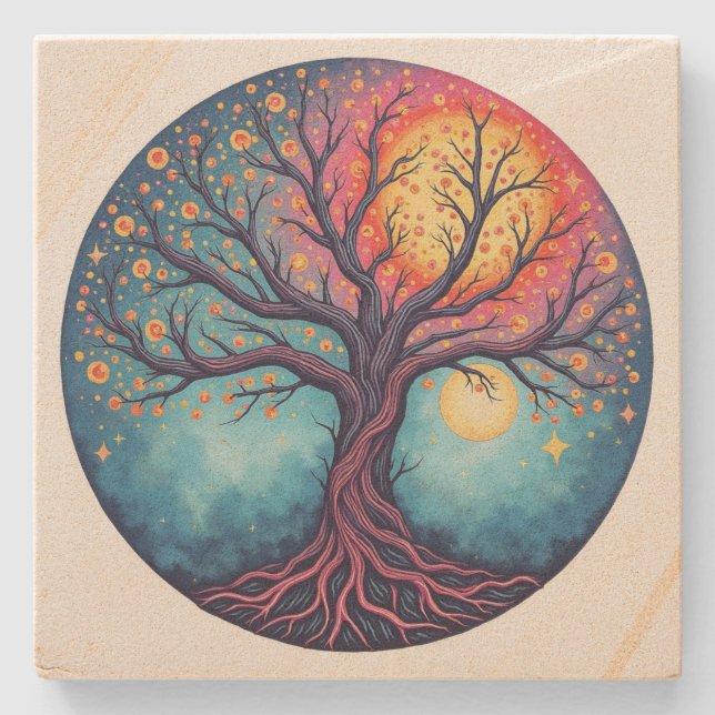 Dessous-de-verre En Pierre Tree of Life (Devant)